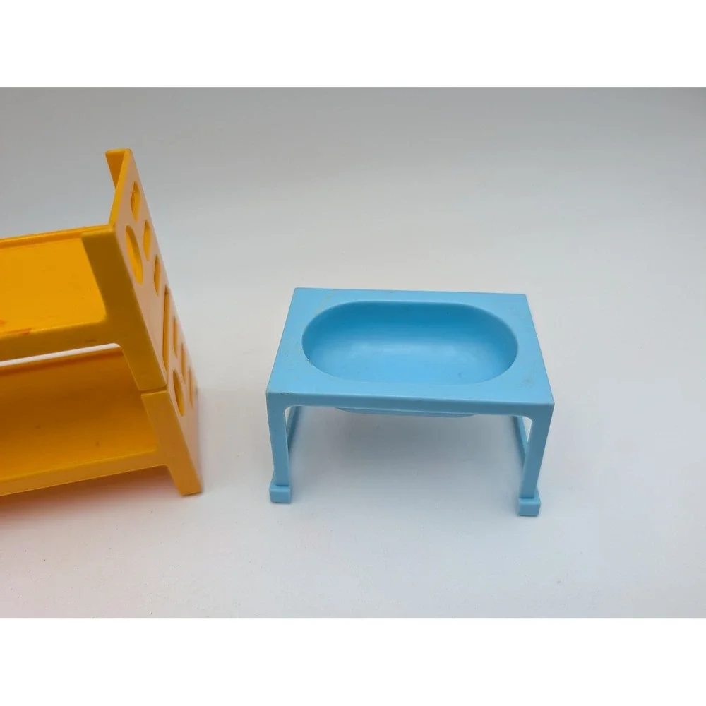 Fisher Price Dollhouse Furniture Yellow Bunk Beds Blue Sink Set Vintage